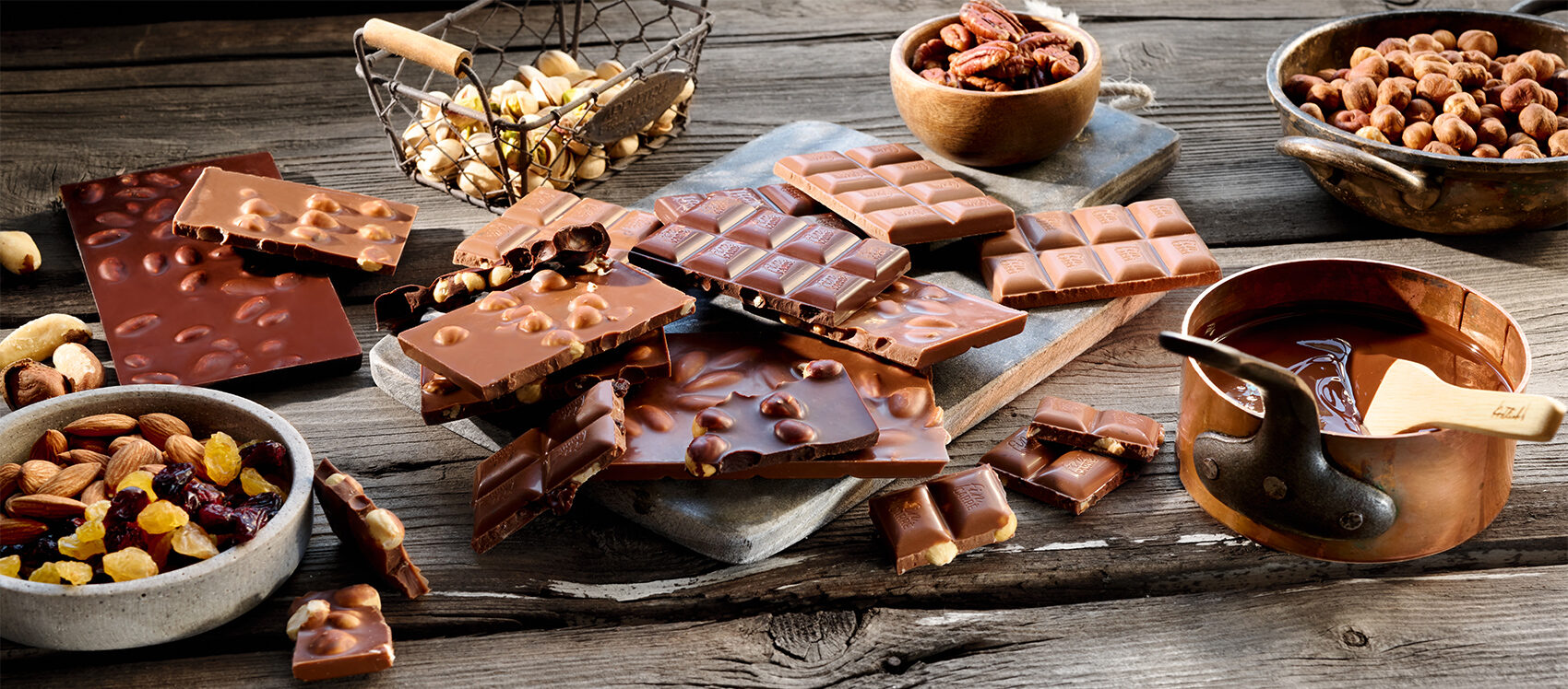 Produktsortiment Schokolade und Nüsse